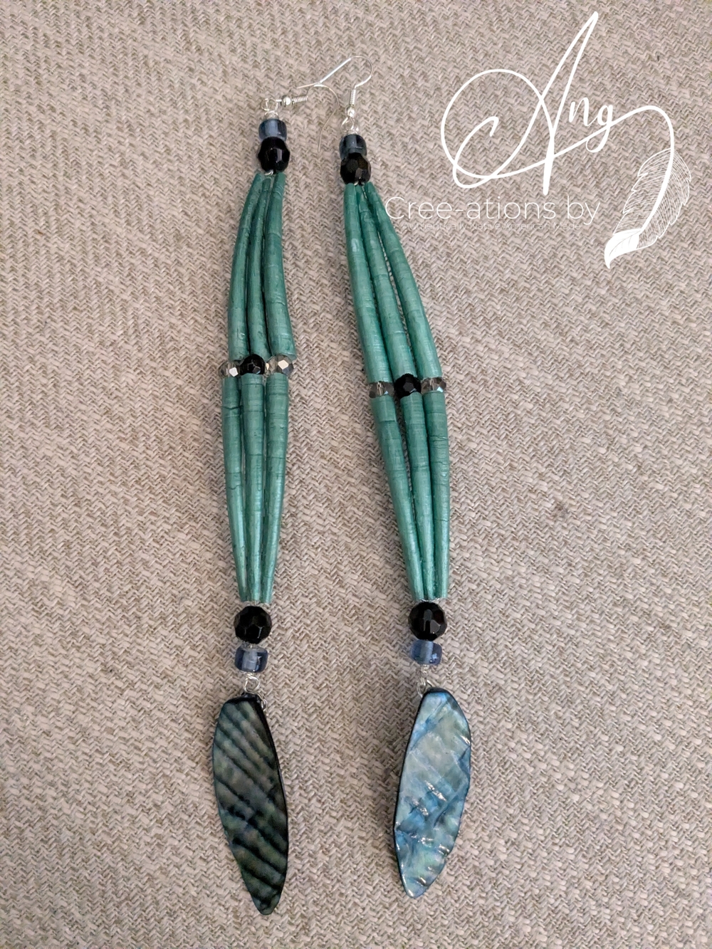 Indigenous Sage Color Shell Statement Drop Earrings